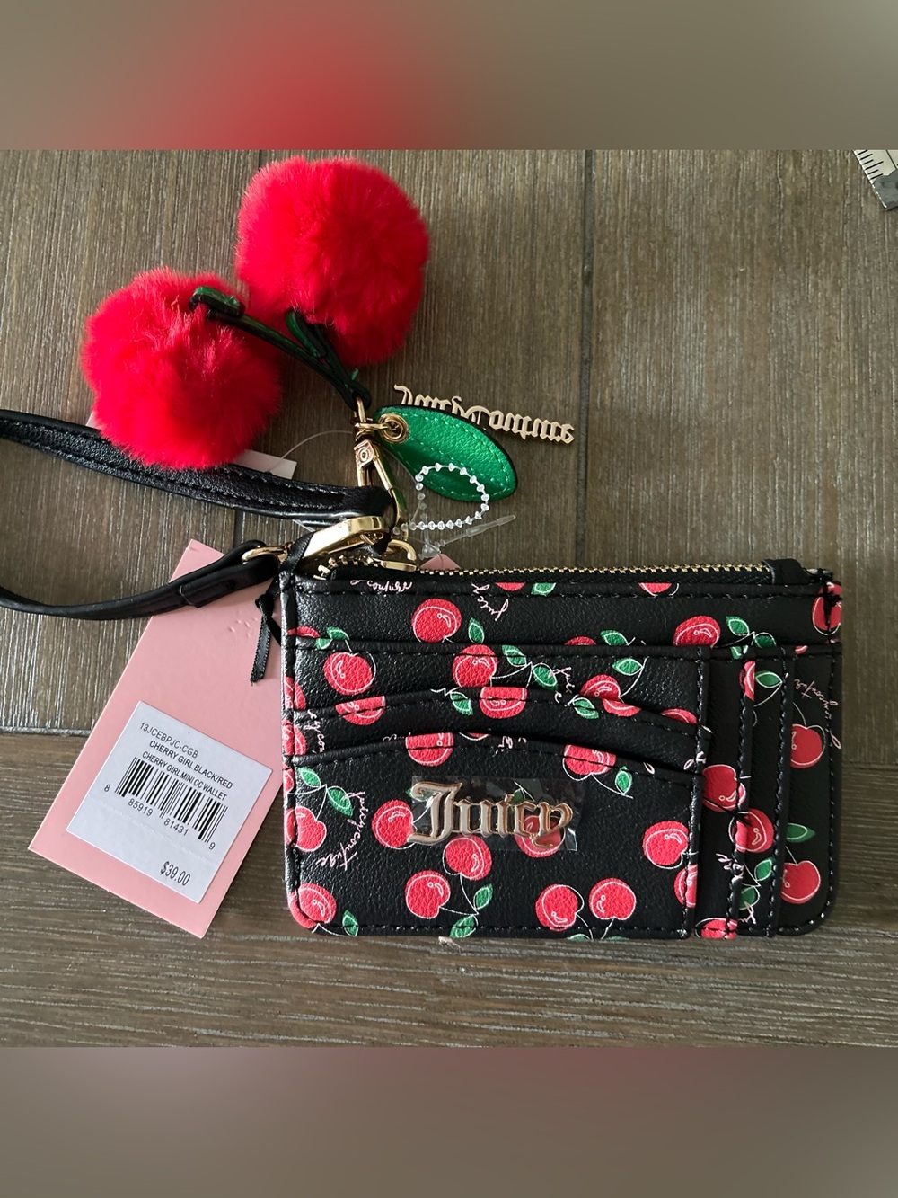 NWT Juicy Couture Black white cherries Wallet